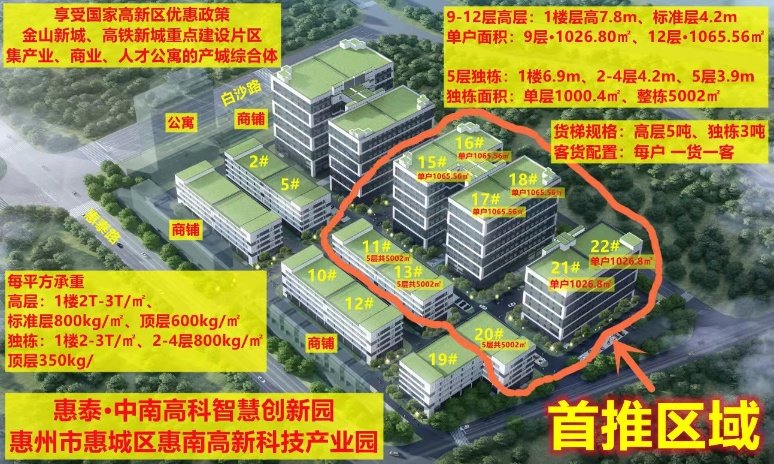 中南高科·惠泰·智慧创新园广东惠州惠城区惠南科技园标准厂房出售1000平起售首付3成三层独栋和多层分层产品一小时畅游深莞惠